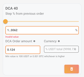 dca custom invalid value